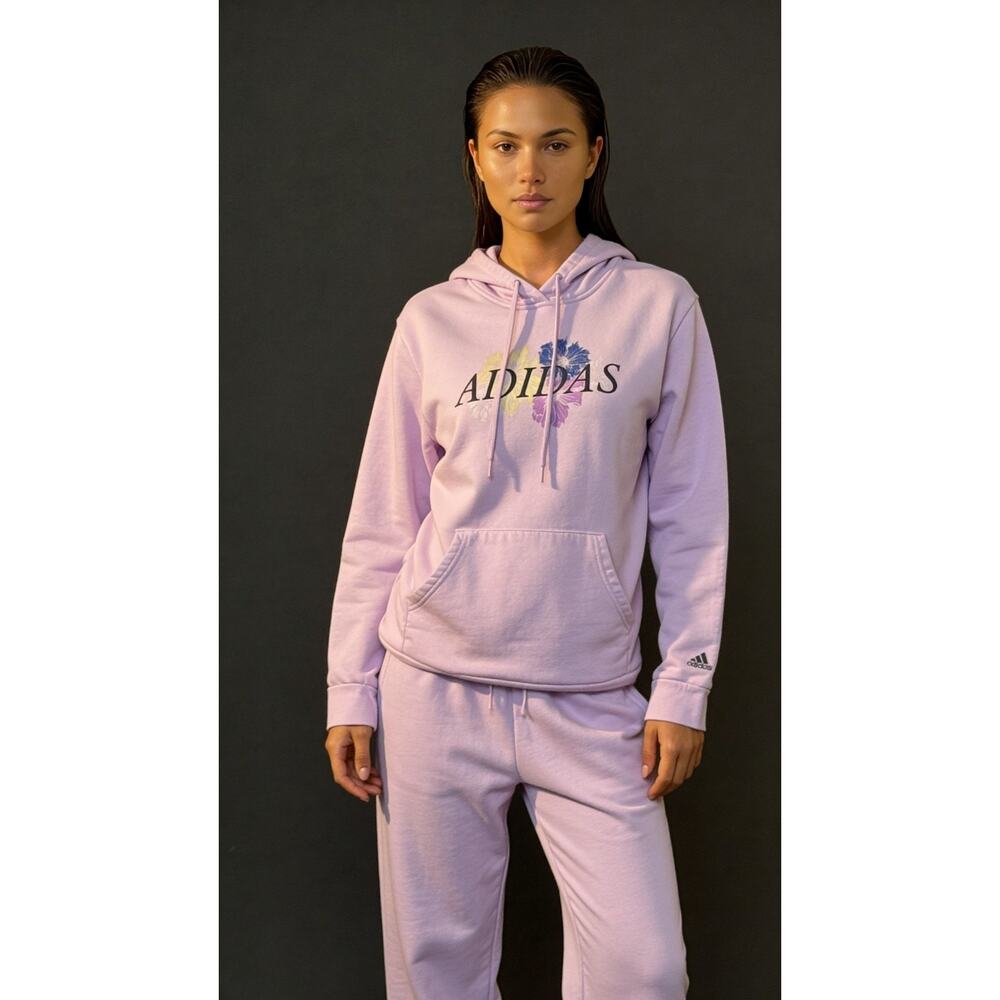 Cotton Blend hoodie, Adids floral logo pullover(Top only)